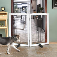 ZJSF Freestanding Dog Fence Indoor, Foldable Dog Gate for Doorways, Stairs or Hallways, Sturdy Wood Extra Wide Pet Gate with Support Feet for The House, White, 32 "Height-2 Panels