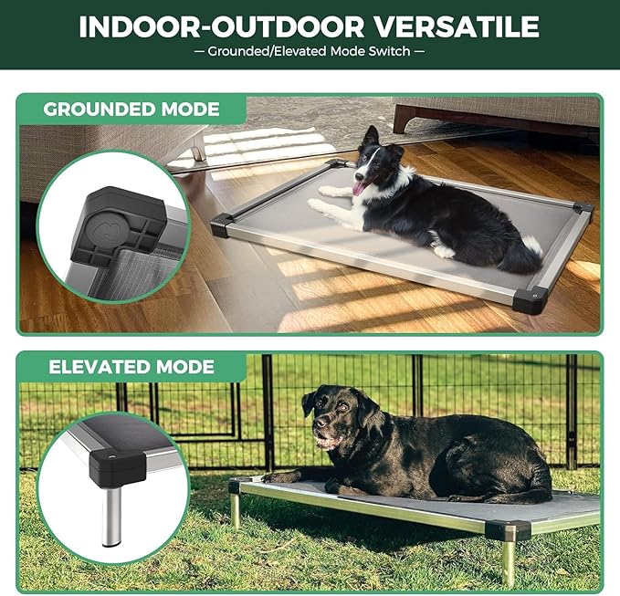 FXW TitanNest Chew-Proof Elevated Dog Bed, Raised Cot for Indoor/Outdoor/Camping Use, Durable & Washable Padded Pet Bed for Extra-Small Dogs, 29.0" L x 18.0" W x 4.5" H, Gray