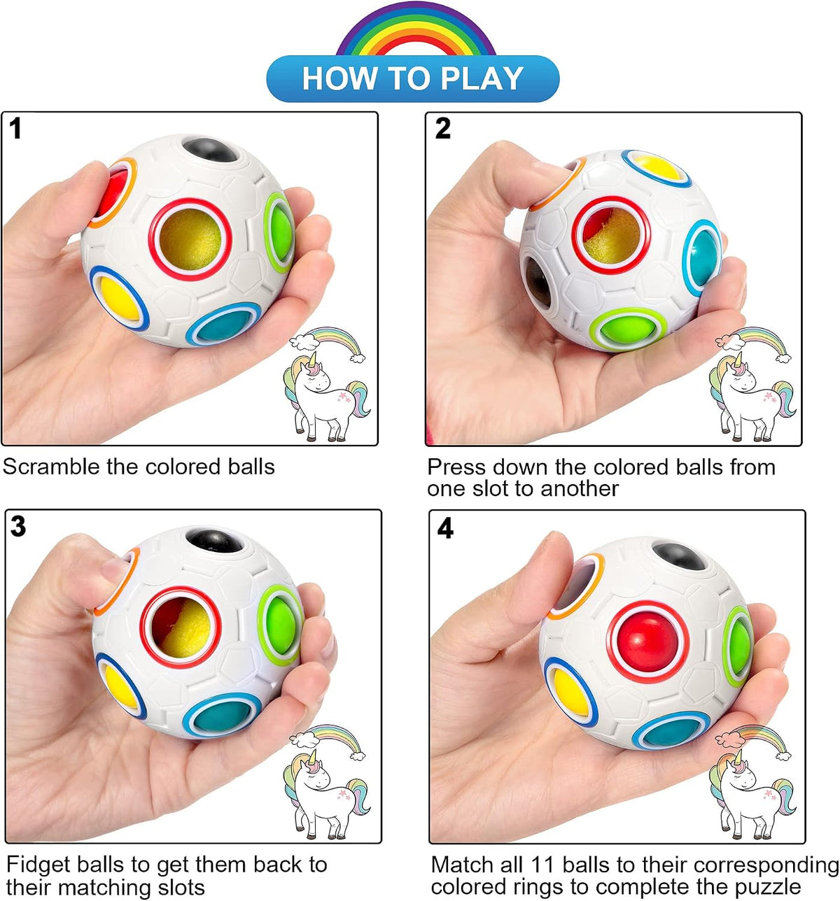 Vdealen Magic Rainbow Puzzle Ball - White - image 4