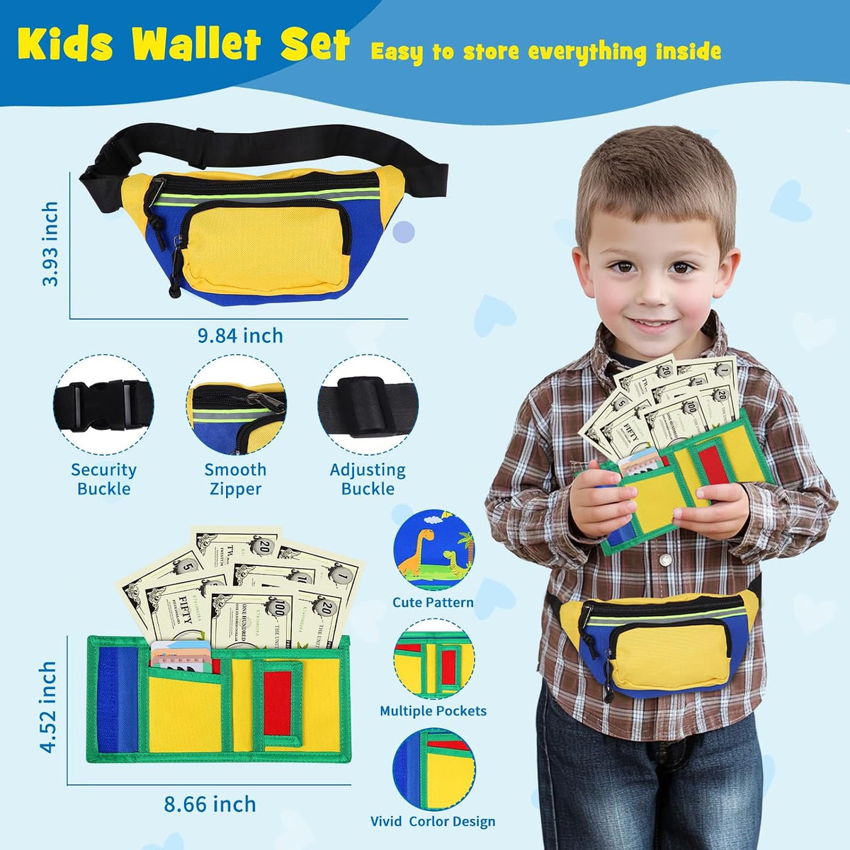 Kids Purple Play Purse Set for Little Girls 3-5 with Wallet - Blue - image 4