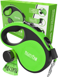 Mighty Paw Retractable Dog Leash, for Large Dogs, Auto-Locking - Deluxe Green / 0 - 50 lbs