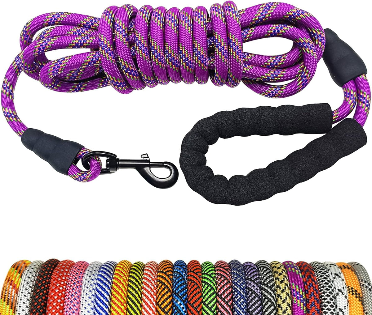 MayPaw Rope Dog Leash, Thick Leash for Medium Large Dogs - purple / 1/2" * 20'