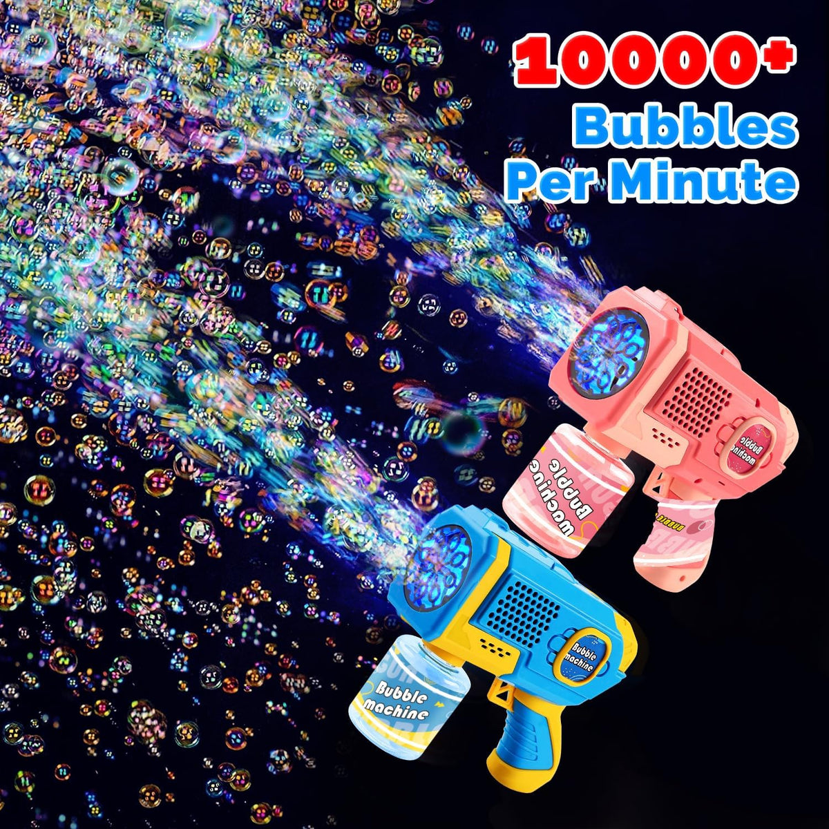 EagleStone Bubble Machine Guns 2 Packs with 2 Solutions 20 Concentrate – Fun for Kids & Family - Pink - image 2