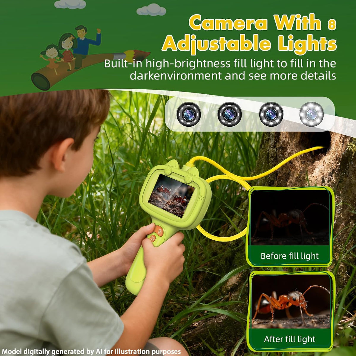 Kids Borescope Camera Toy with Lights for Boys and Girls Ages 3-12 – Fun for Kids & Family - Yellow - image 2