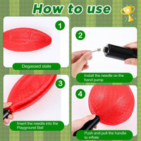 Hiboom kickball set with four 10 inch red balls, rubber bases and air pump - view 26