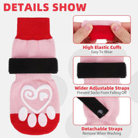 Dog Socks Shoes for Hot Pavement - Pink Heart / Small(4 Pack) - image 3