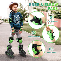 2PM SPORTS Knee and Elbow Pads Set with Wrist Guards for Kids Girls - Green / Medium - image 2