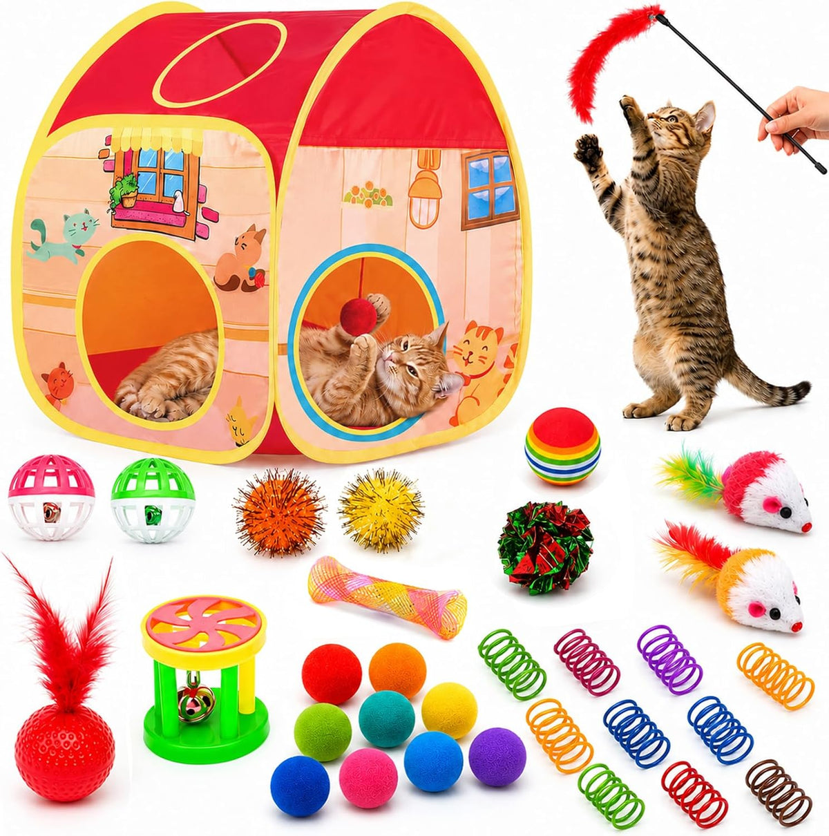 AILUKI 35PCS Cat Toys Variety Pack for Indoor Cats - Orange