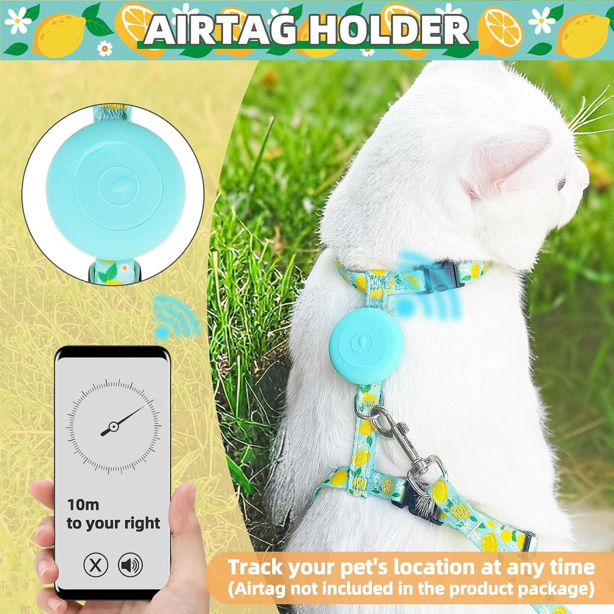 PUPTECK Adjustable Cat Harness and Leash Set Escape Proof Kitten - Small / Light Blue(Lemon) - image 3