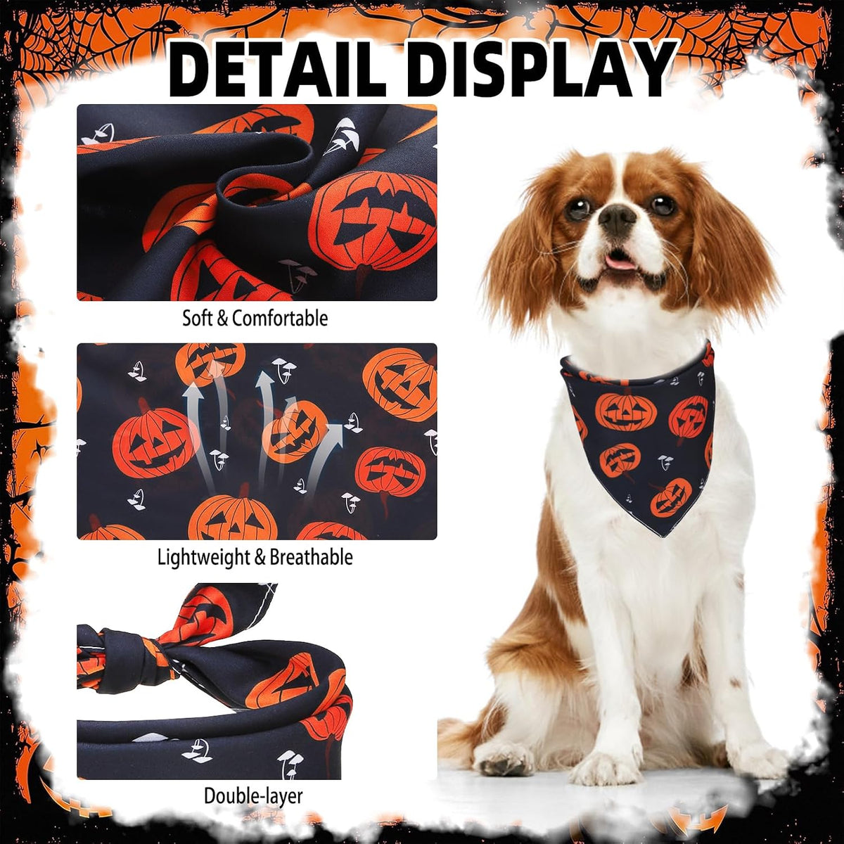 PUPTECK Dog Cooling Bandanas 4pcs Outfit - Purple/Black/Orange / Large (24"x17"x17") - image 3