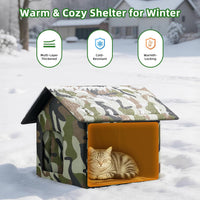 Outdoor Cat House Weatherproof, Large Feral Cat House for Winter - Camouflage / 14.17" x 13.78" x 15.35" - image 4