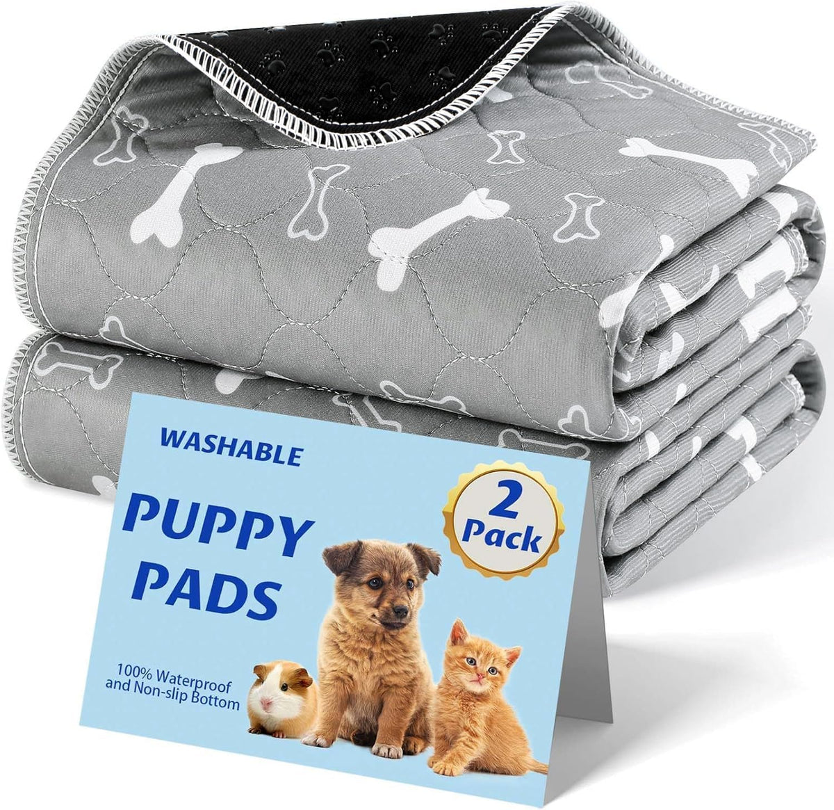 Washable Pee Pads for Dogs, 18"x24" - Gray / 31*36 Inch (Pack of 2)