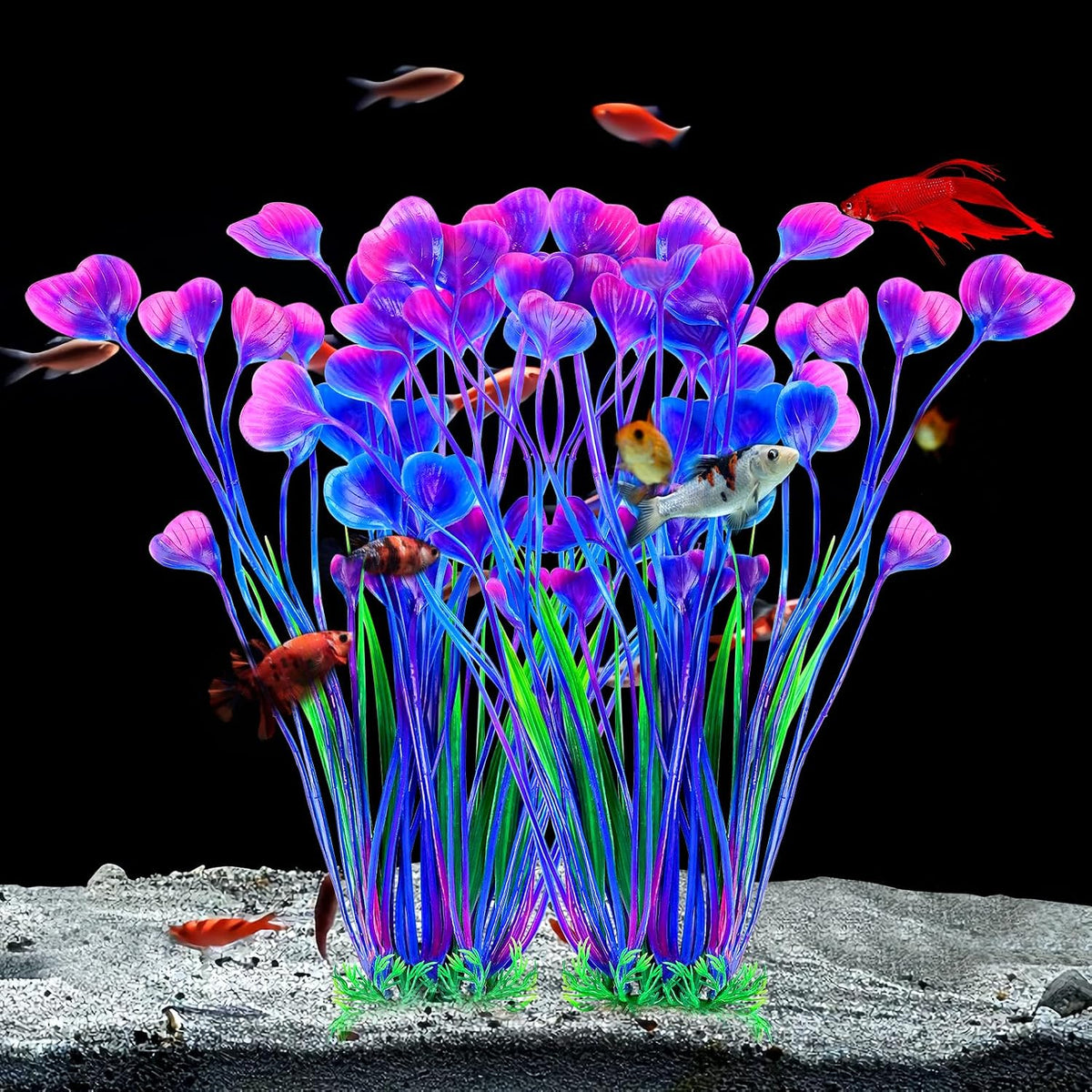 AQUANEAT Artificial Fish Tank Plants - Purple - image 2