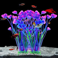 AQUANEAT Artificial Fish Tank Plants, Plastic Aquarium Accessories Large, 15.5 inch Purple Decorations, 2pcs