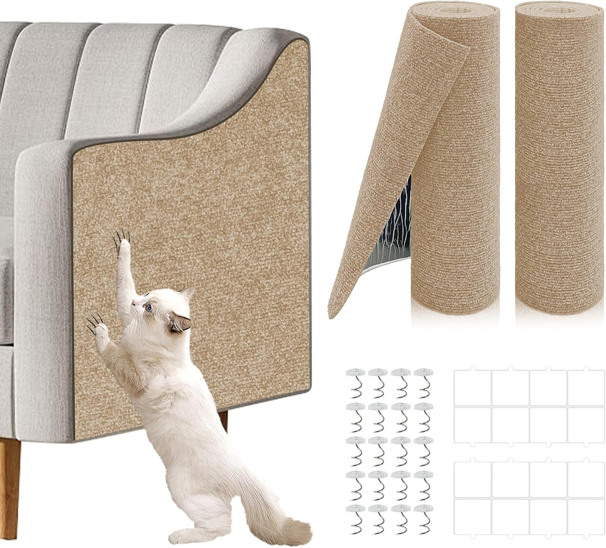 2 Pcs Self-Adhesive Cat Scratch Mat - Khaki