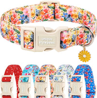 Dog Collar With Metal Buckle, Red Rose Flower Gift for Small - Blossoms / XS