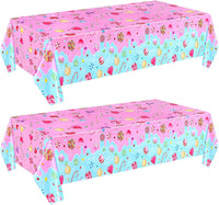 Fanfanwin candyland tablecloth, plastic party table cover with colorful candy print