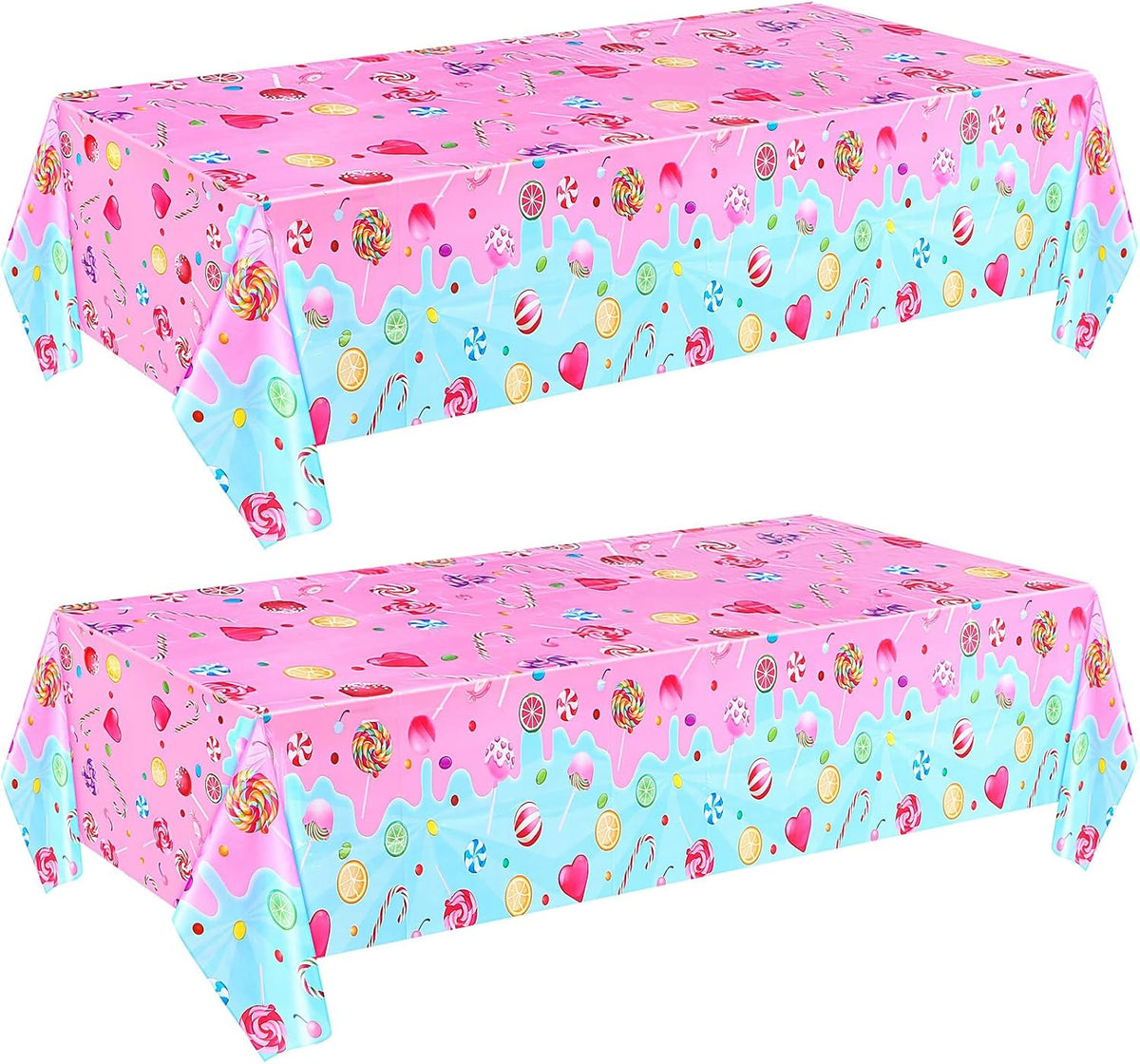 Fanfanwin candyland tablecloth, plastic party table cover with colorful candy print