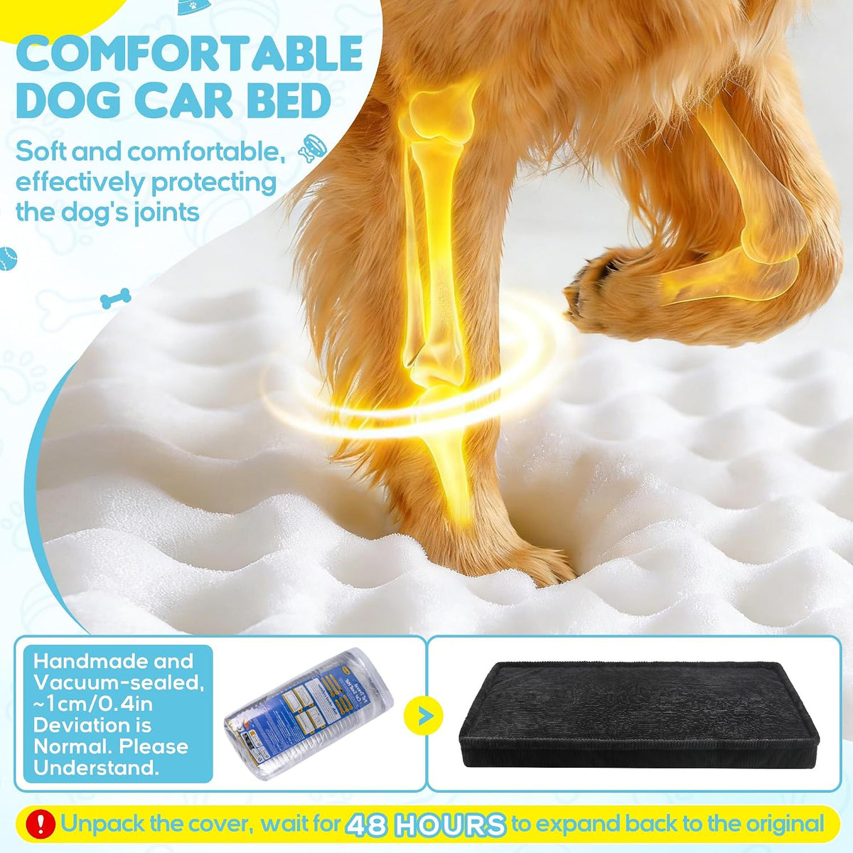 Dog Car Bed, Non-Slip Backseat Extender Pet Mat 50"x24.6"x2" – Essentials for Dogs - XL（56"Lx28.7"M×2"H) / Black - image 3