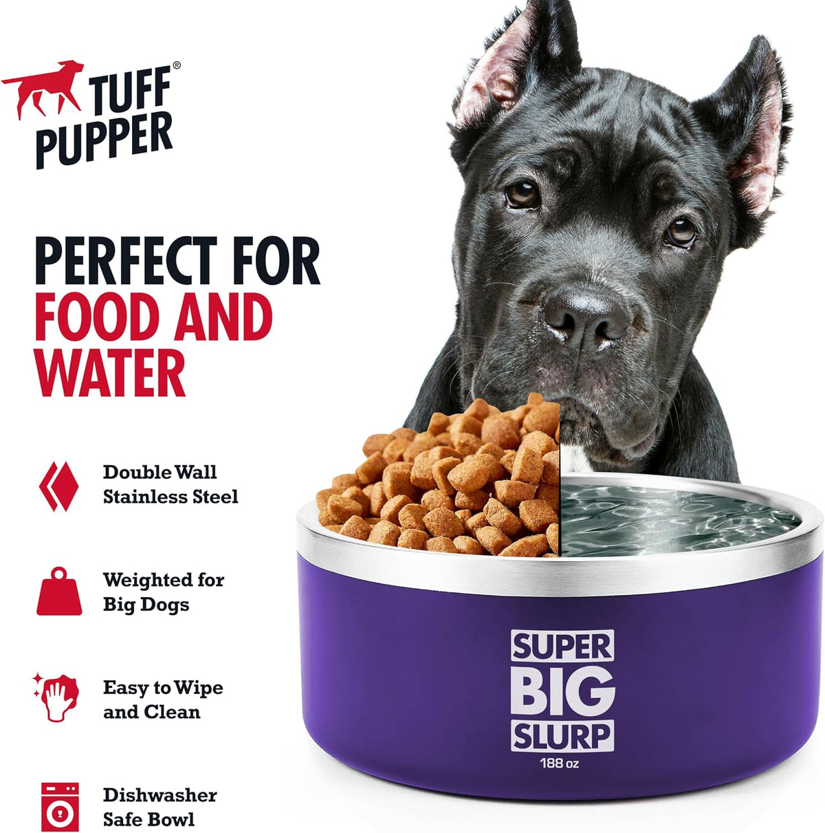 Tuff Pupper 100 oz Heavy Duty Insulated Stainless Steel Dog Bowl - 188oz / Royal Purple - image 4