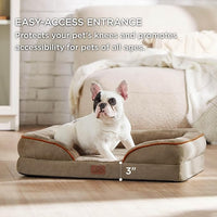 Bedsure Orthopedic Dog Bed Medium Size Dogs - Washable Medium Dog Cat Bed Waterproof, Comfort Pet Couch Sofa with Washable Removable Cover, Pets Bed with Nonskid Bottom, Hazel, 28"