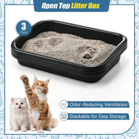 Uiifan 3Pcs Low Entry Cat Litter Box - Dark Gray / 17 x 12 x 3.1 - image 3