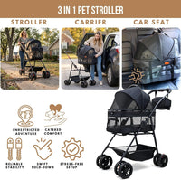 Bicystar 3 in 1 Pet Stroller, Cat Stroller w/Detachable Carrier - image 3