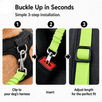 Dog Seat Belt 2Pcs, Retractable Pet Car Harness - Neon GreenGreen - image 3