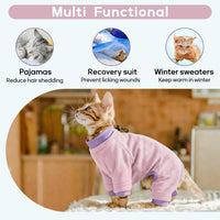 Sticky Hair Cat Clothes, Prevent Loss Pajamas - XX-Large / LightPink - image 2