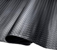SEAL 4 x 15 Ft Premium Garage Floor Mat, Solid 2.8mm Thickened Black Commercial Grade Heavy Duty Parking Mat for Garage Floor, Golf Cart, Water/Stain Resistant Floor Runner (Embossed Diamond Plate)
