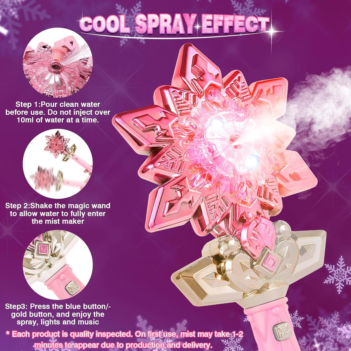 CharmRegion blue light up snowflake wand with water mist and sound buttons - view 5