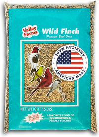 Valley Farms Wild Finch Mix (15 LB) Wild Bird Food for Outside Feeders, Wild Bird Seed with Millet and Chopped Sunflower Hearts for Birds, Finch Seed for Finch Feeders, Sunflower Kernels