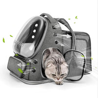 Cat Backpack Carrier, Breathable Cat Carrier Large Space Bubble Pet Backpack for Kitty Small Dog up - Square Expandable- Grey