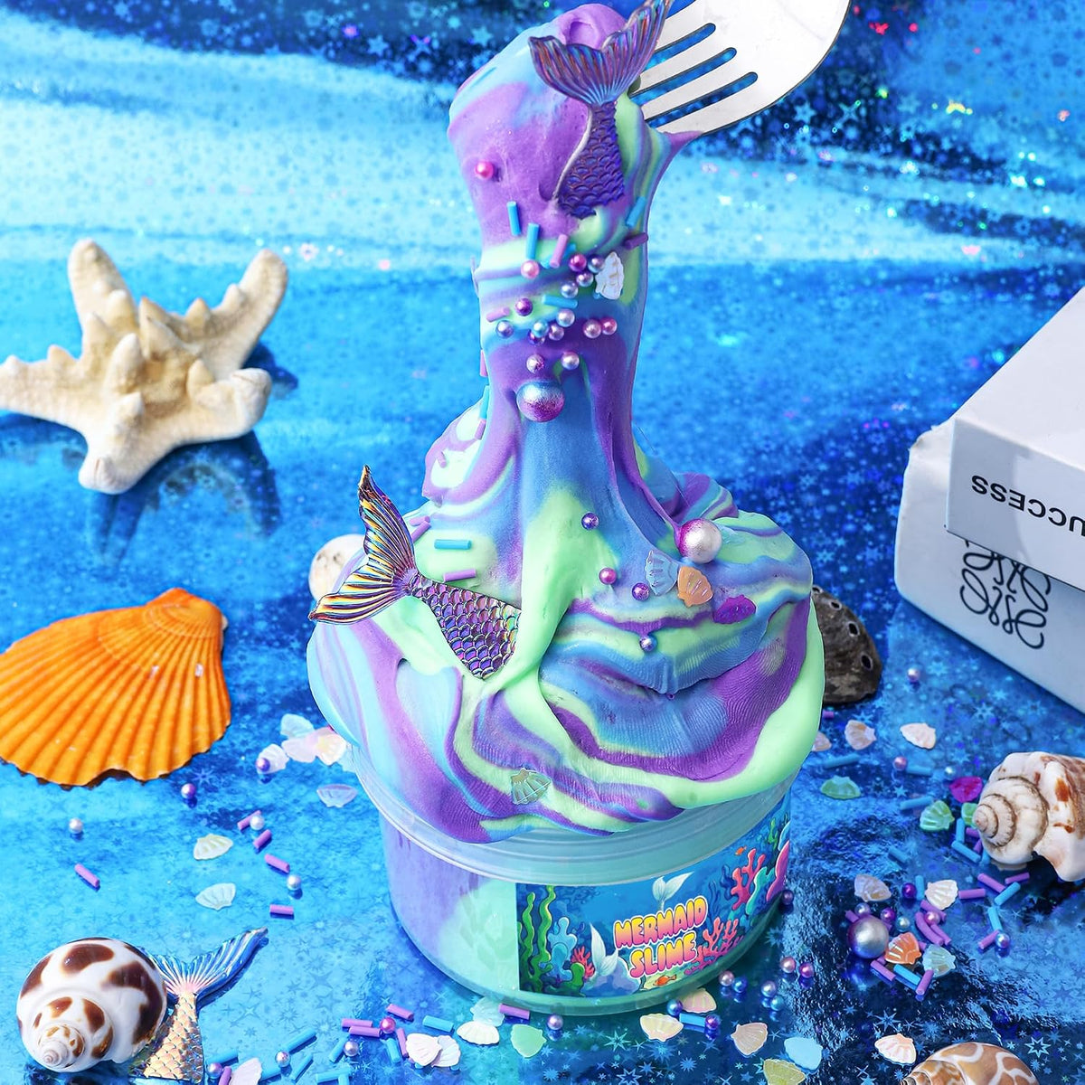 Clear Glitter Slime Kit with Little Turtle Toy for Girls Age 6-14 - Purple Blue - image 4