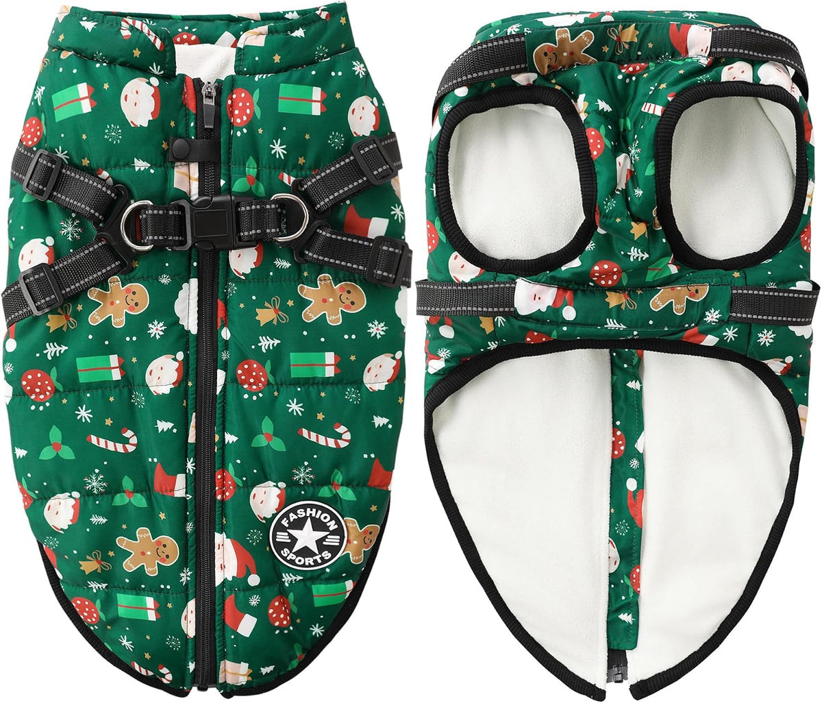 Aiboria Dog Jackets Coat for Winter Windproof Waterproof Skiing Dog - Christmas Green / XX-Large