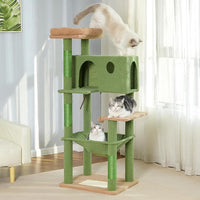 54” Cat Tree for Large Cats Big Cat Tower with Enlarged Hammock 21.6x17.7” Spacious Cats Condo House, Roomy Top Bed,Multiple Scratch Posts and Pad for Indoor Adult Cats (Green, Large-54)