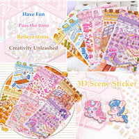 Xuoent 3D scene sticker book with mini kawaii scenes and tweezers - view 7
