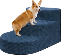 Dog Stairs 3 Steps Foam Pet Ramp for Small Dogs Cats, Navy Blue – Essentials for Dogs