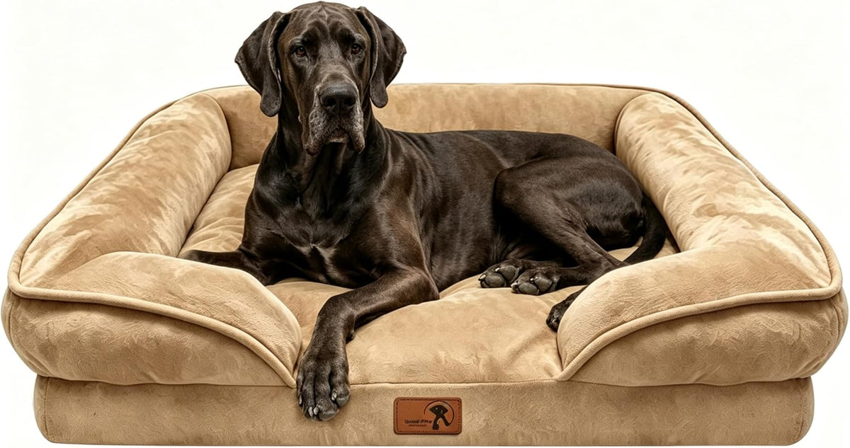 Spotted Play Orthopedic Dog Bed with Sides - Brown / 53.0"L x 42.0"W x 8.0"Th