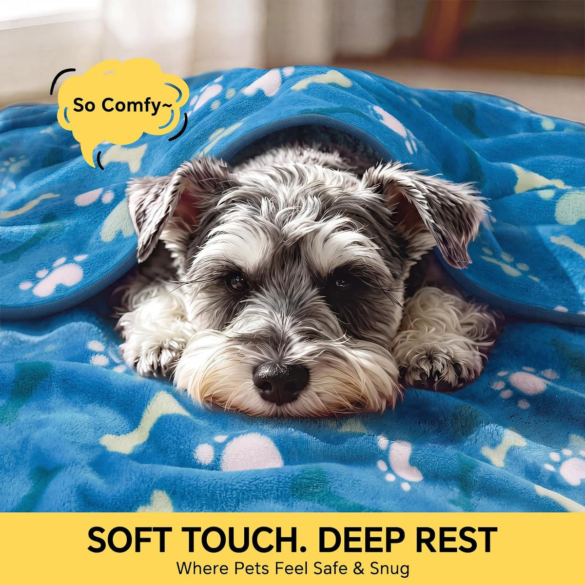 Luciphia 3 Pack Cute Dog Blankets Soft Fleece for Small Puppy Cat - Happy Paws / 23x16 inch (Pack of 3) - image 2