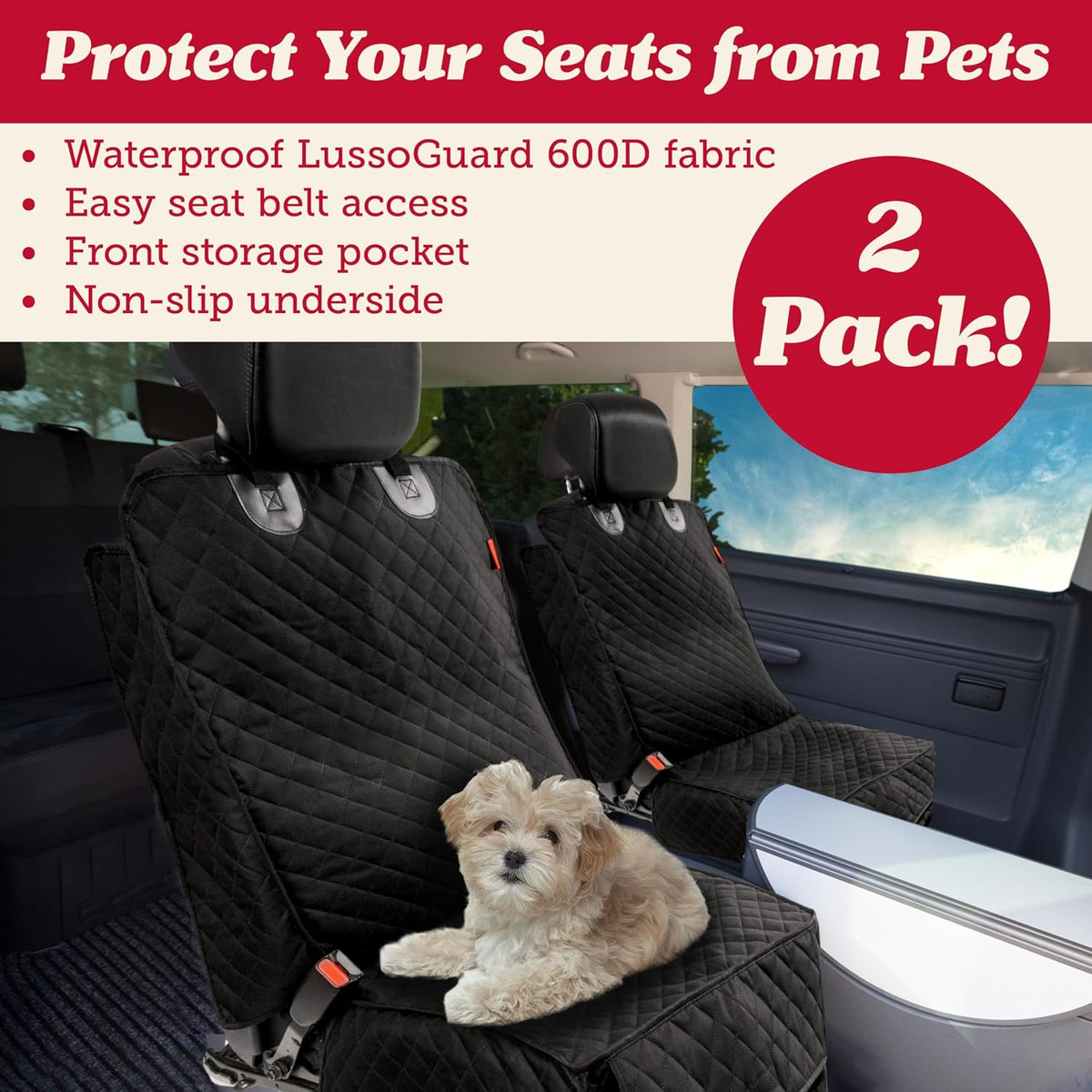 Lusso Gear Dog Car Seat Cover - - Single Seat - Black - image 2