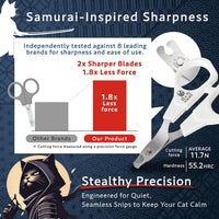 Samurai-Grade Cat Nail Clippers, Quiet Precision Trimmer, Black - Mochi White - image 2