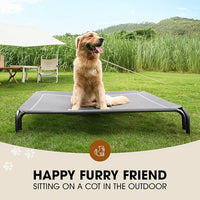 Elevated Dog Bed, Raised Outdoor Dog Bed for Large Sized Dog, Portable Cooling Pet Cot with Breathable & Washable Mesh, Indoor & Outdoor Pet Hammock with Skid-Resistant Feet.