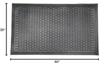 Indoor/Outdoor Hose-Wash Ribbed Design Non-Slip Rubber 3x5 Modern Area Rug for Living Room, Bedroom, Dining Room, Office, 35" x 60", Black