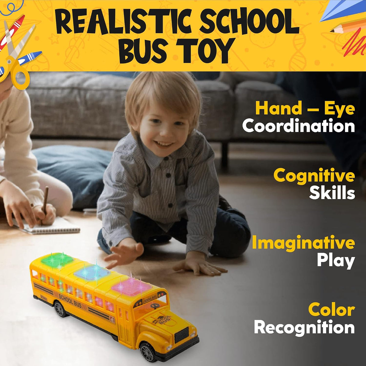 Toysery Yellow School Bus for Boys and Girls 3 Years Old and Above – Fun for Kids & Family - image 4