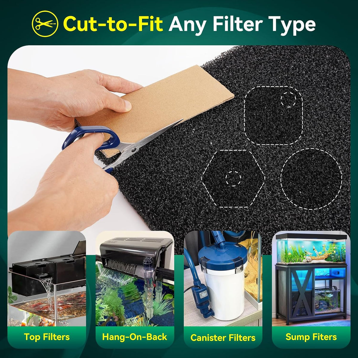 Borlech Aquarium Bio Filter Sponge Pad - 18.5"x18.5"x1.6" (20PPI) 1 PACK - image 4
