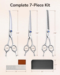 ULG Curved Dog Grooming Shears, 440C Stainless Steel - 4pcs SnagFree with Pouch - image 2