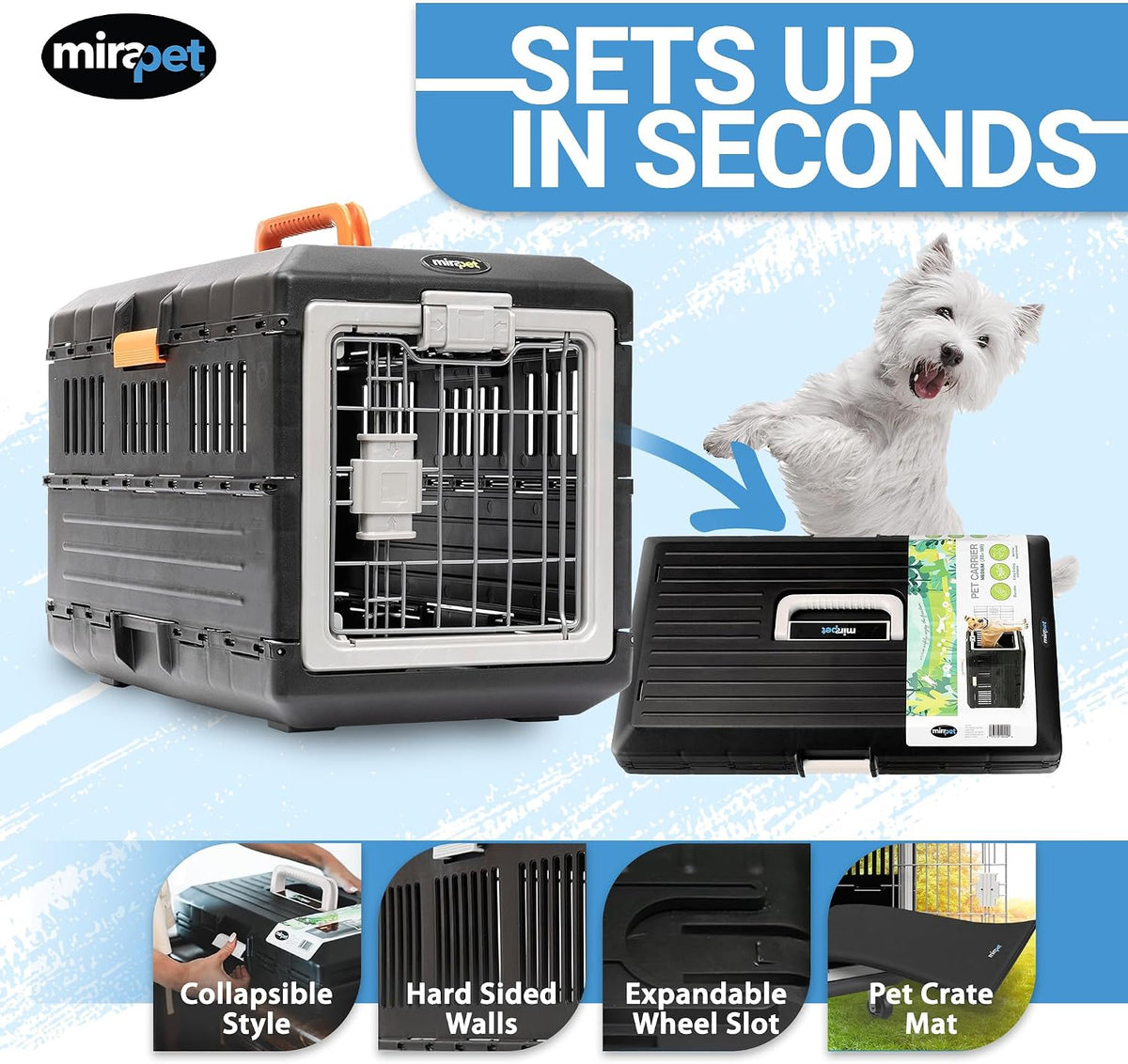 Collapsible Pet Carrier for Large Dogs & Cats - Small - Gray / without kit - image 2