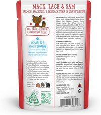 Weruva Cats in The Kitchen Mack, Jack & Sam with Mackerel, Skipjack & Salmon in Gravy Cat Food, 3oz Pouch (Pack of 12)