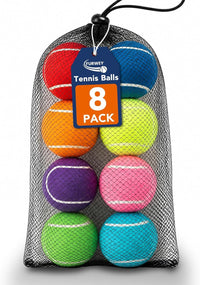 Colorful Tennis Balls for Dogs, Non Squeaky - Medium-2.5in / 8P